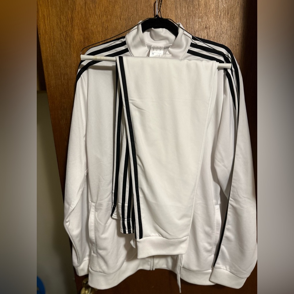 Adidas Tiro Track Jacket and Pants, White, XL Jacket and XL Pants